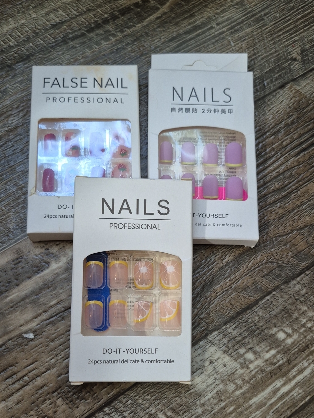 Summer Nails Professional False Nail Set Lemon Strawberry Purples